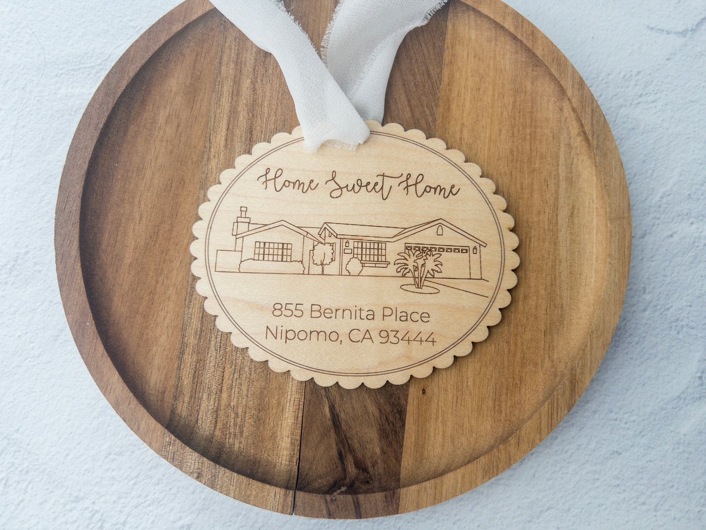 Engraved House Portrait Oval Ornament - Custom Closing or New Home Gift