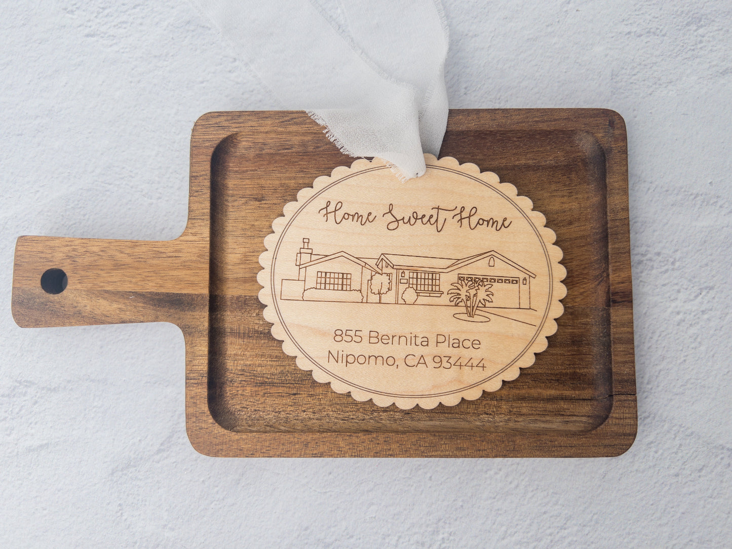 Engraved House Portrait Oval Ornament - Custom Closing or New Home Gift