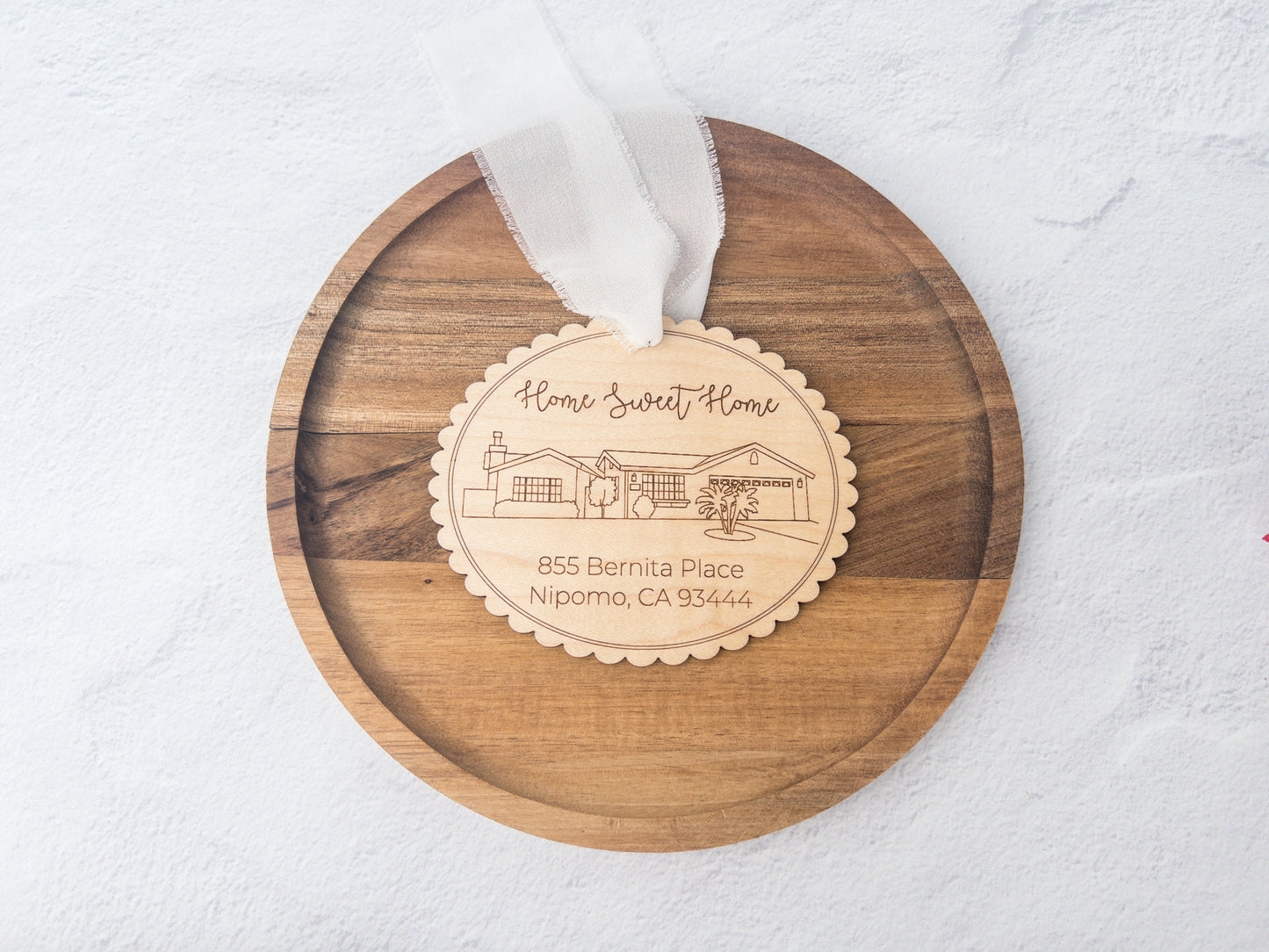 Engraved House Portrait Oval Ornament - Custom Closing or New Home Gift