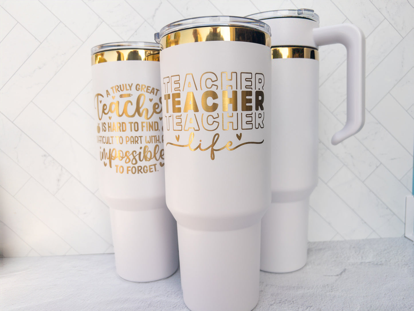 Insulated 40oz tumbler engraves gold
