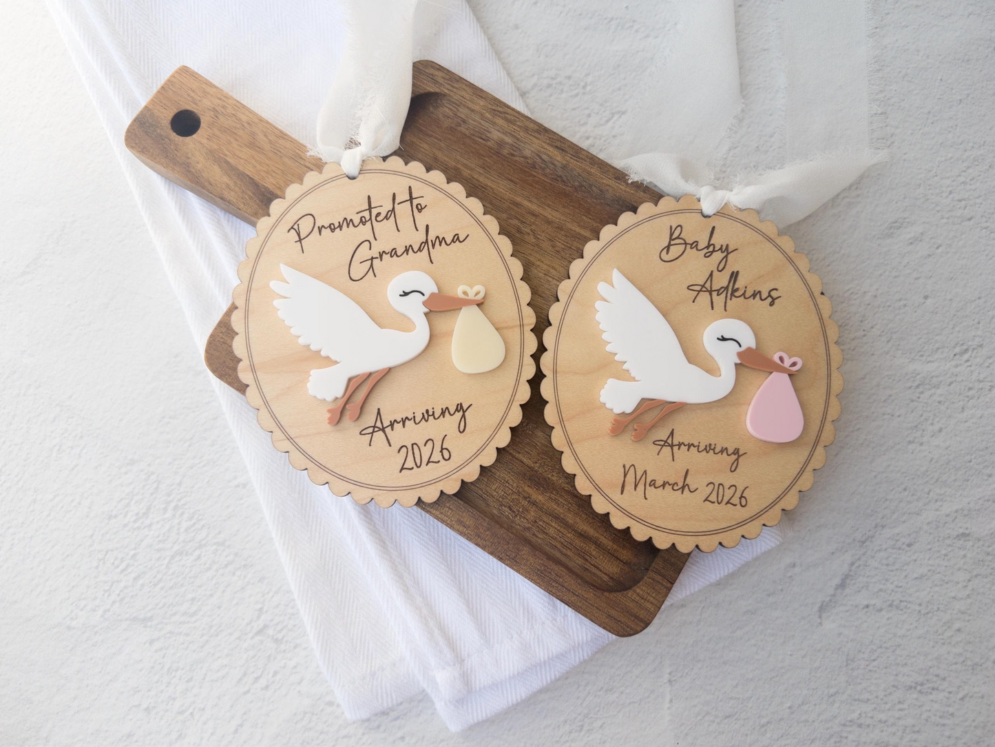 Stork Baby Announcement Ornament