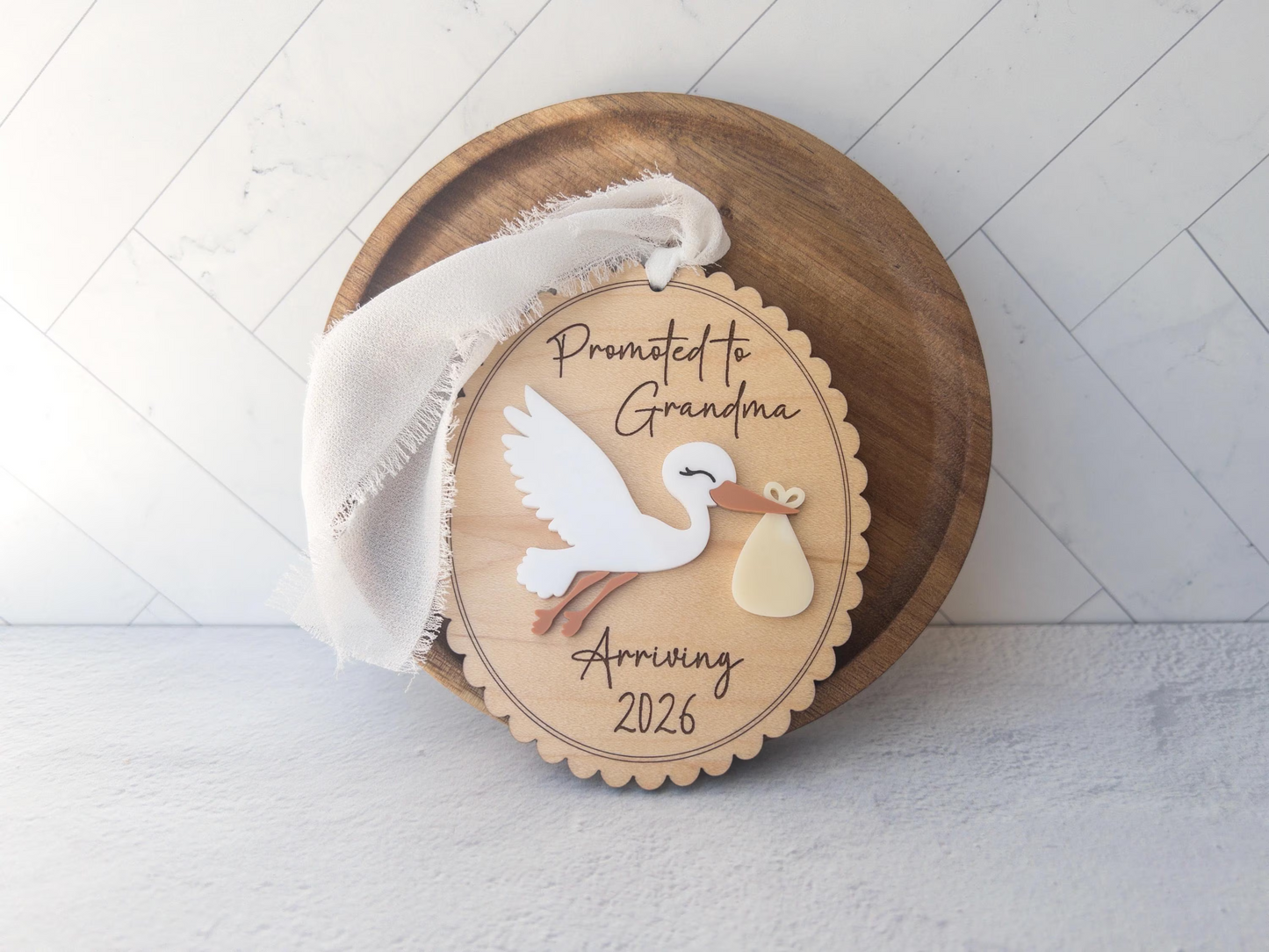 Stork Baby Announcement Ornament