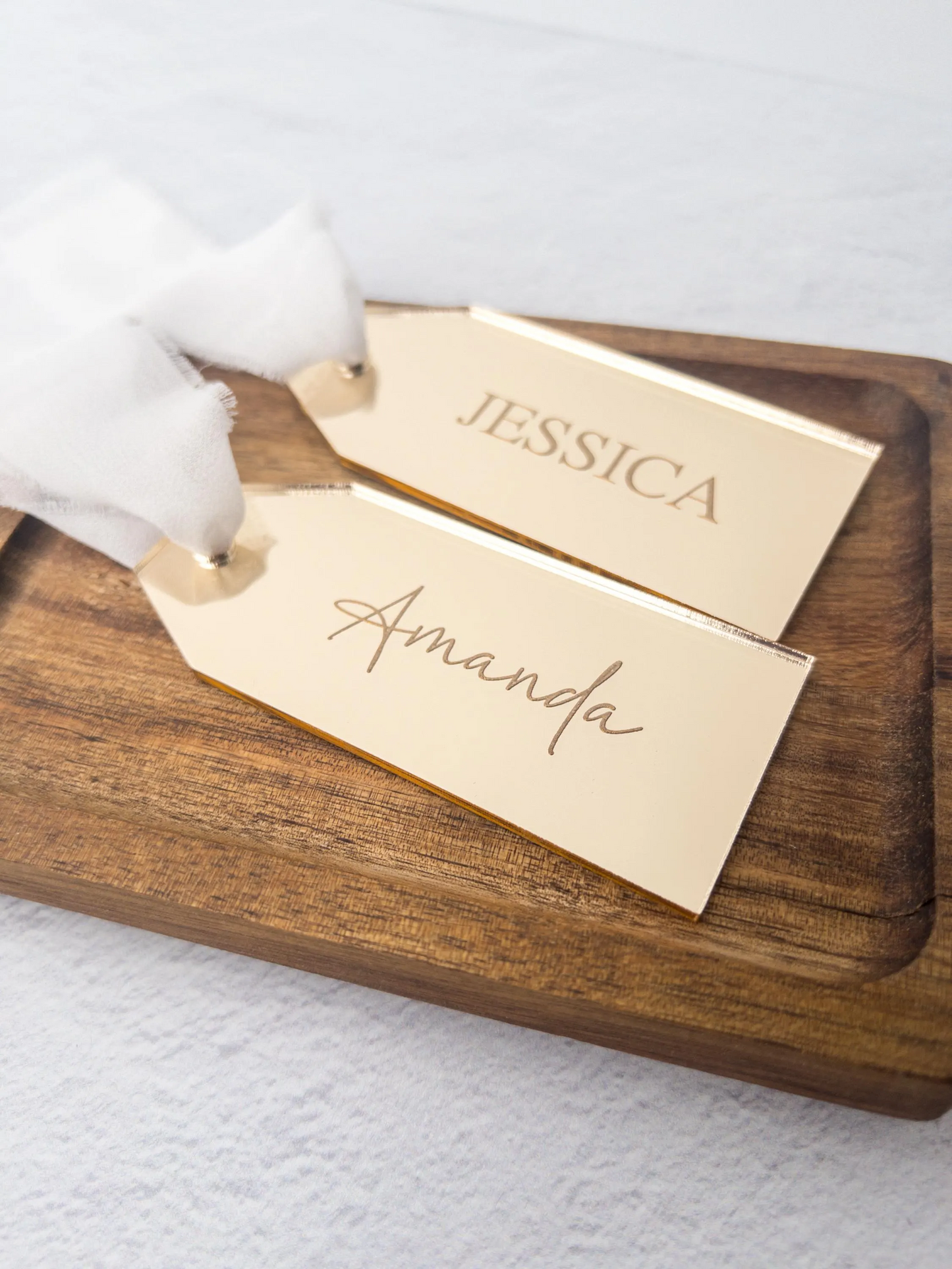 Gold Mirror Stocking Name Tag