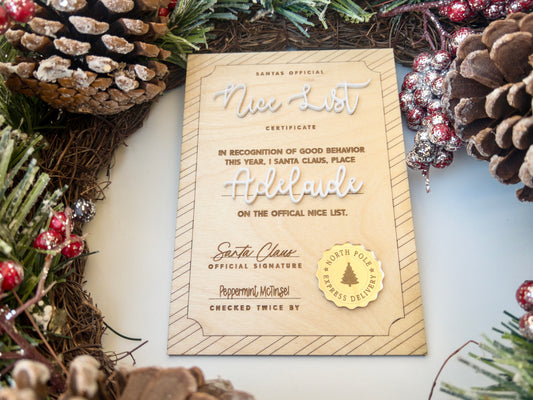 Personalized Santa Nice List Certificate