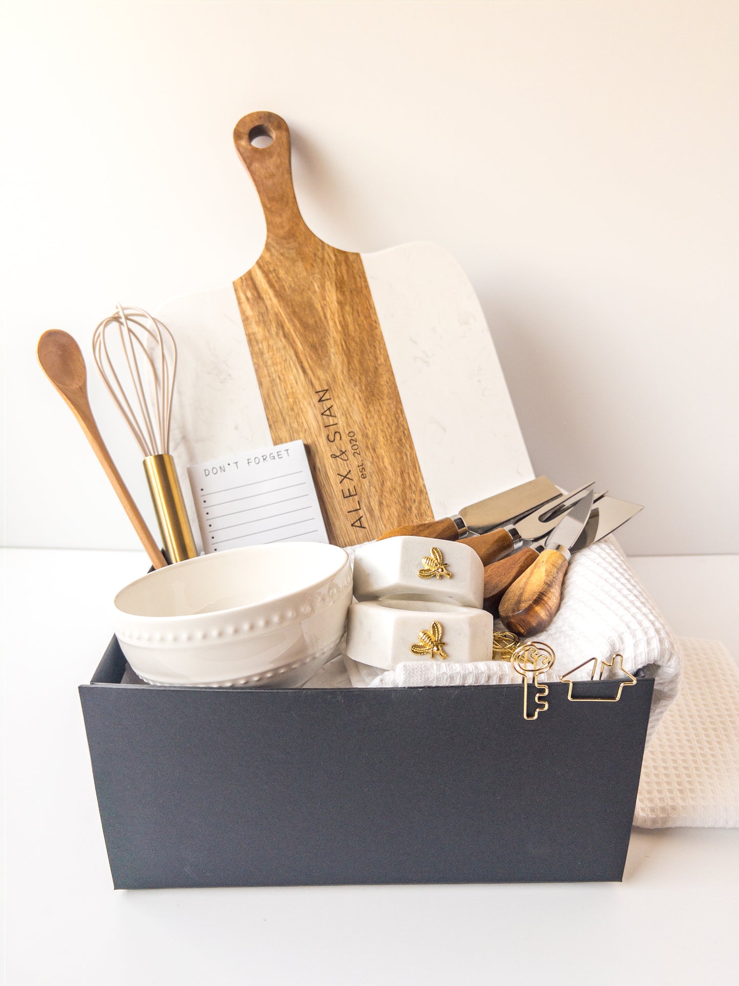 Engraved Acacia & Marble Cutting Board With Utensils