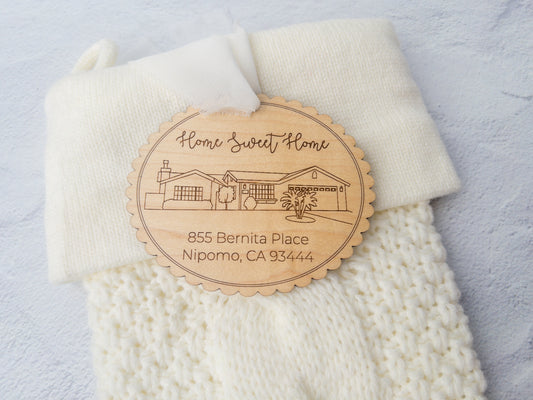 Engraved House Portrait Oval Ornament - Custom Closing or New Home Gift