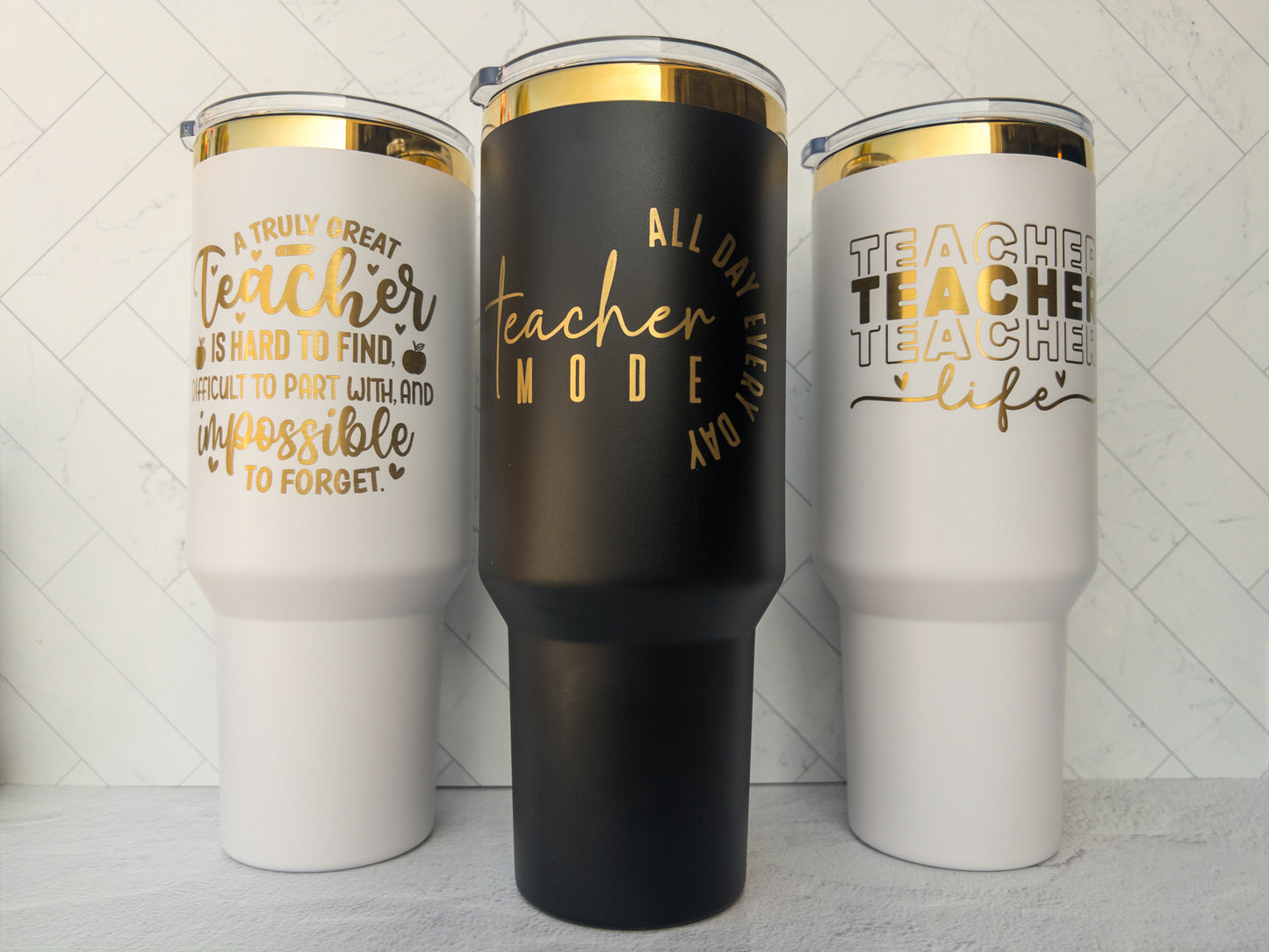 Insulated 40oz tumbler engraves gold