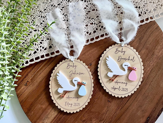 Stork Baby Announcement Ornament