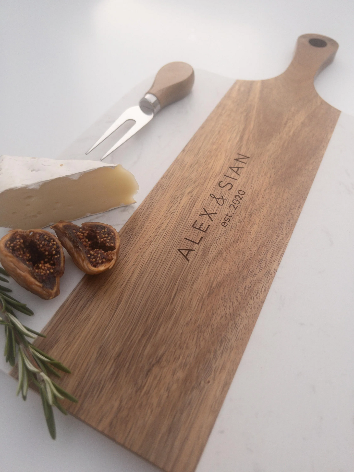 Engraved Acacia & Marble Cutting Board With Utensils