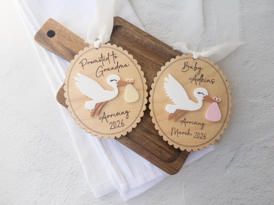 Stork Baby Announcement Ornament