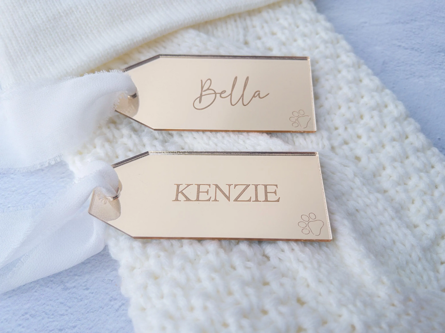 Gold Mirror Stocking Name Tag