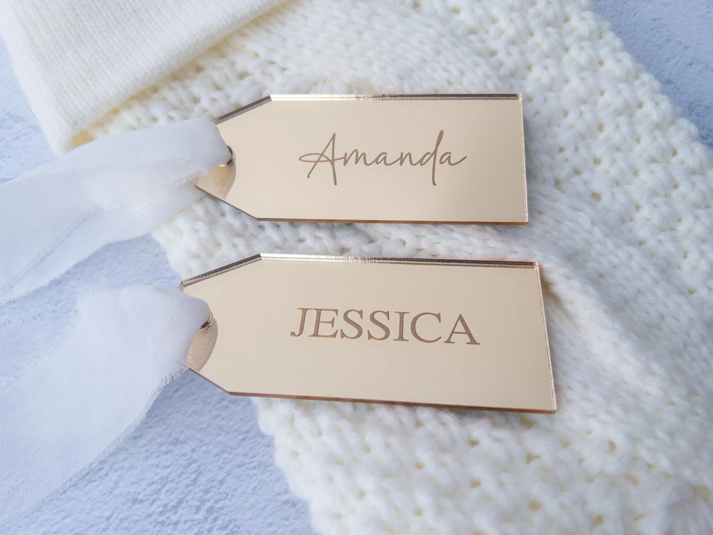 Gold Mirror Stocking Name Tag